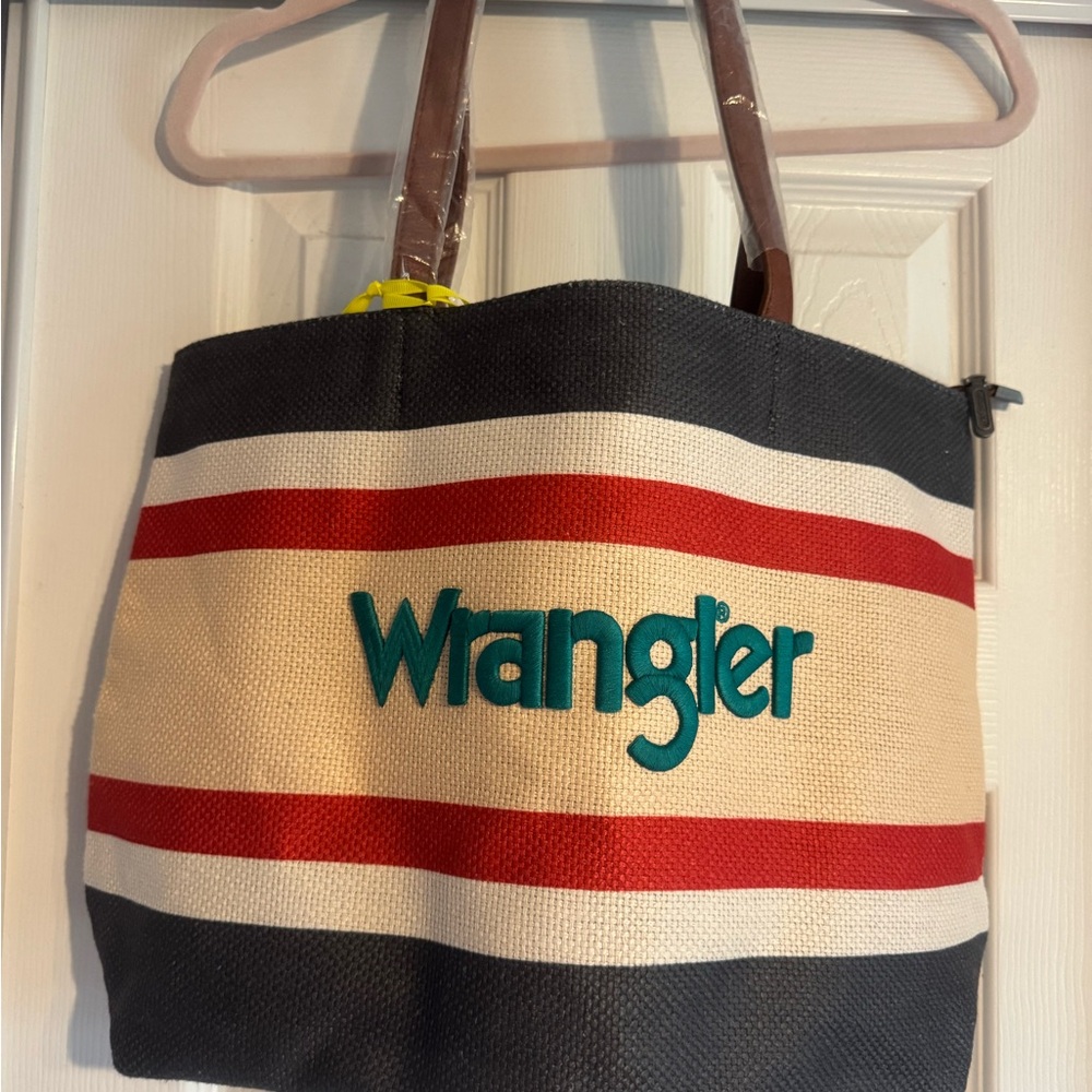 Wrangler Striped Tote Bag - Black, Red, Cream